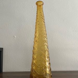 Amber Glass Wave Pattern Empoli Genie Bottle Decanter *No Stopper*